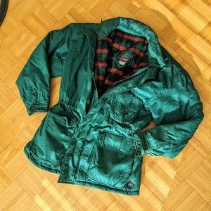 🔥 Amazing VTG Retro Ivy Oxford Green Winter Jacket Coat with Plaid Lining🔥